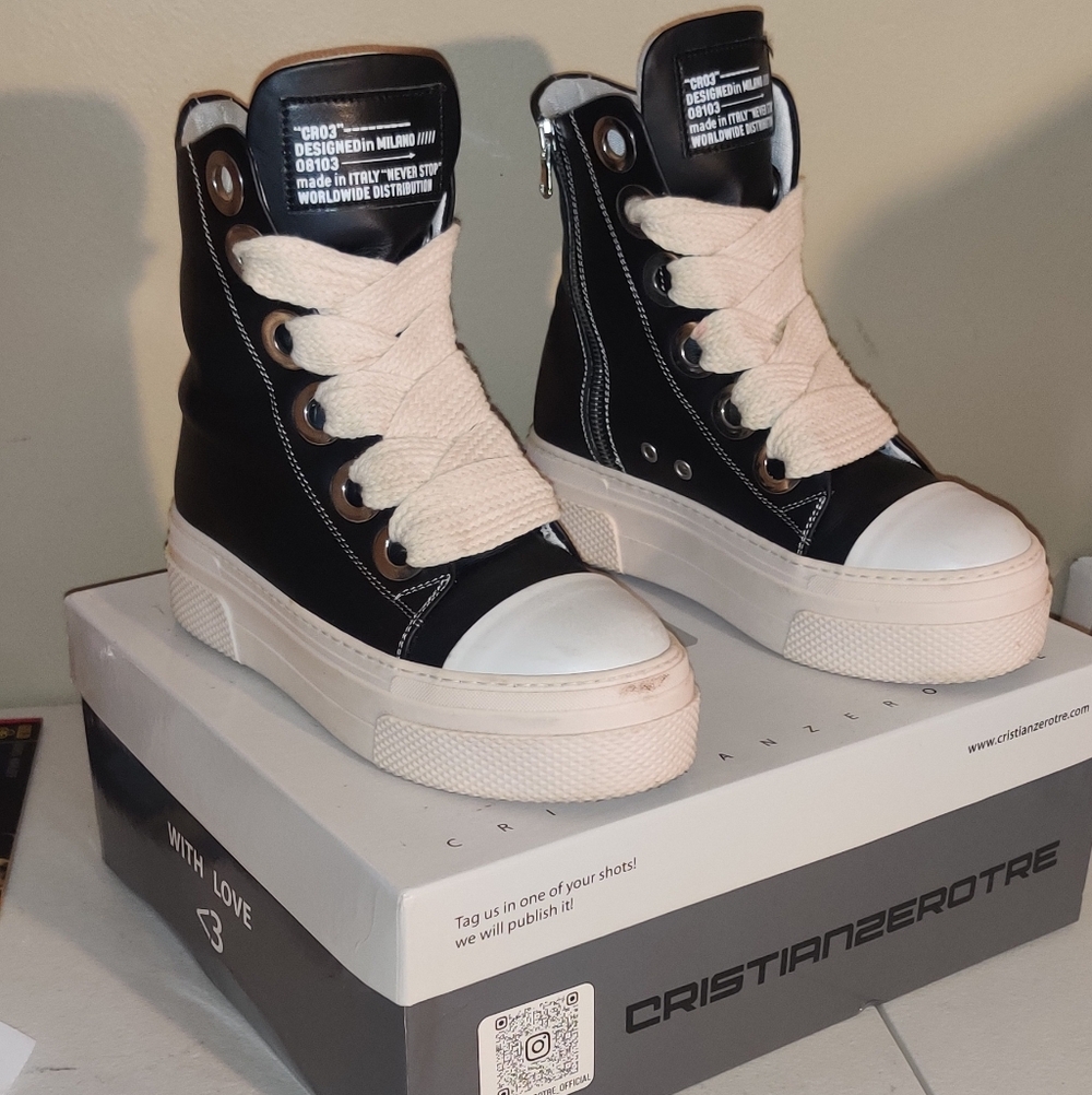 Cristianzerotre Calipso 300 high-top platform sneakers in black leather
